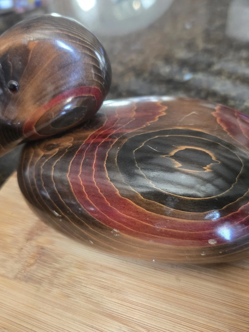 Bundy & Co Wooden Duck Decoy in Brown and Red